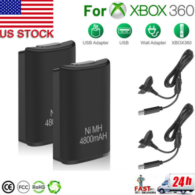 Wireless Wired Controller Gamepad for Microsoft XBOX 360 PC WIN & Battery Pack