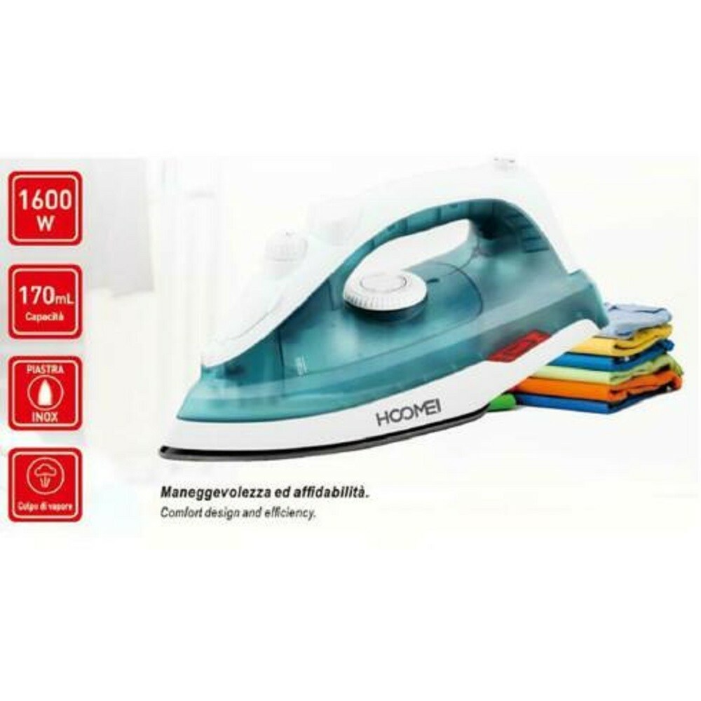 Ferro Da Stiro 1600w 170ml Piastra Inox Maneggevole Ergonomico Hoomei Hm-3810