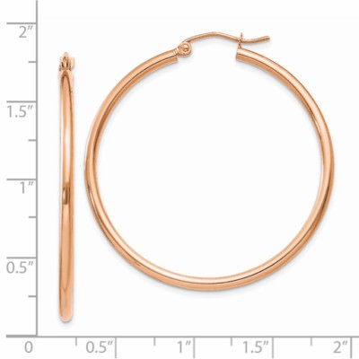Pre-owned Superdealsforeverything Real 14kt Rose Gold Polished 2mm Lightweight Tube Hoop Earrings In Pink