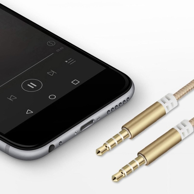 2 Pcs 3.5mm Braided Audio Cable 1 Meter Headphone Cable  Mob
