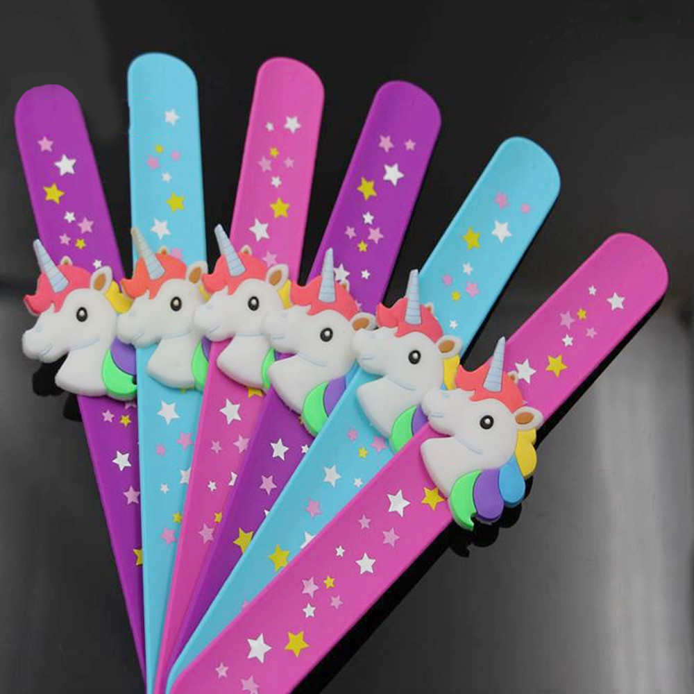Download Rainbow Rubber Unicorn Horse Slap Bracelet Band Kids Birthday Party Favors Gifts Ebay