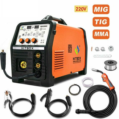 HITBOX 3 IN 1 200A MIG TIG ARC Welder 220V Gas Gasless Aluminum Welding Machine