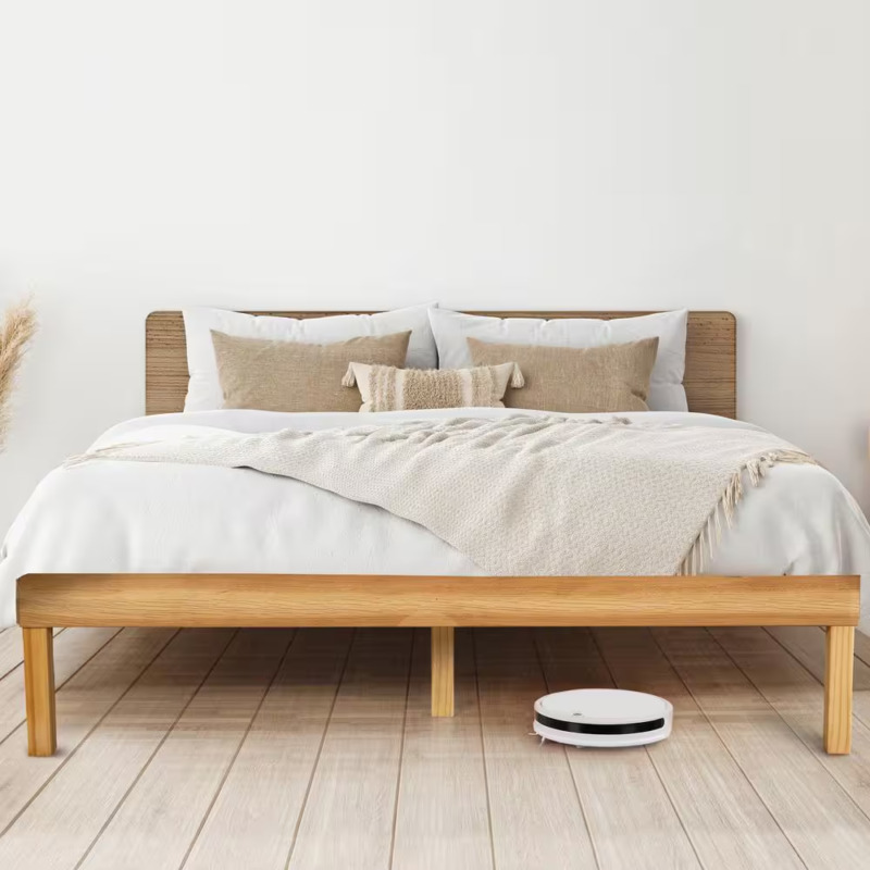 14" Natural Queen Wood Platform Bed Frame with Slats NEW