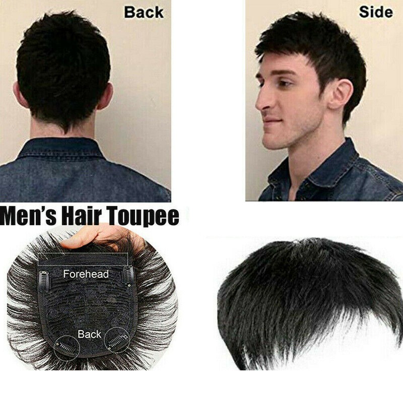 Invisible Hair Toupee Men Clip On Hair Topper Hair Pieces Short