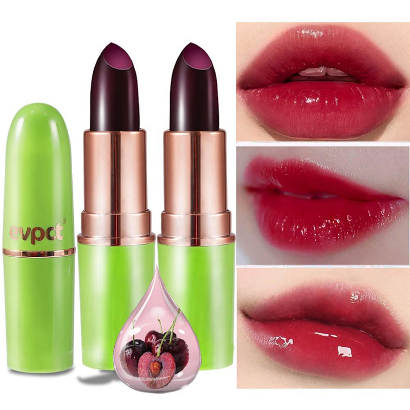 2Pcs Black Red Cherry Magic Mood Color Changing Lipstick Long Lasting 24 Hours O