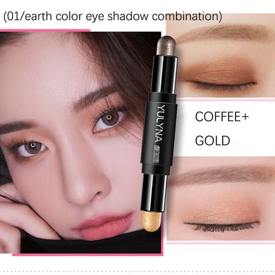 YULYNA Double Head Eyeshadow Stick Pen Shimmer Lasting Waterproof Makeup Beauty