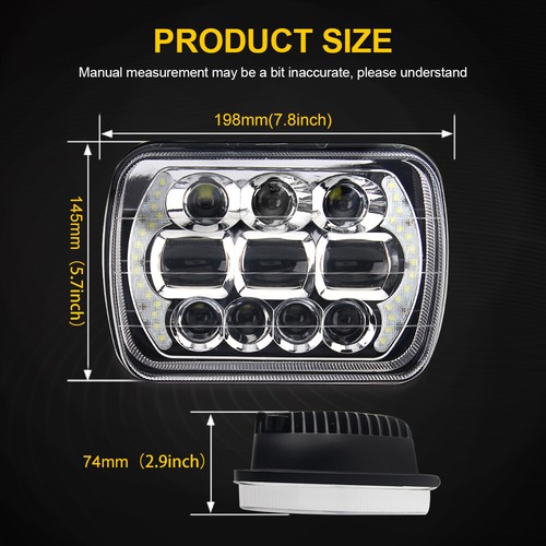 For Chevy Express Cargo Van 1500 2500 3500 12D 7x6'' DRL LED Headlight Headlamp