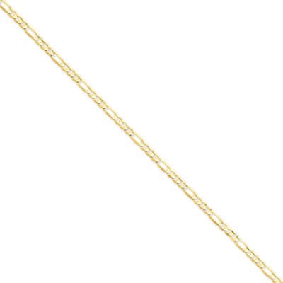 Pre-owned Superdealsforeverything Real 14kt Yellow Gold 4mm Concave Open Figaro Chain Chain Bracelet; 7 Inch