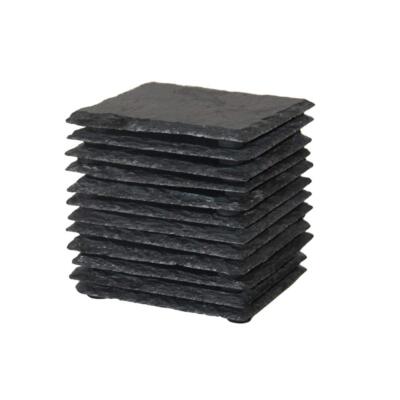 12 Pack 4 x 4 Inch Gorgeous Black Slate Stone Coasters Bulk Square Slate for ...