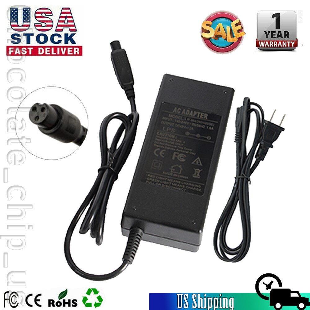 42V 3-Prong Scooter Charger For 36V Lithium Battery Skateboard Balance Board 2A