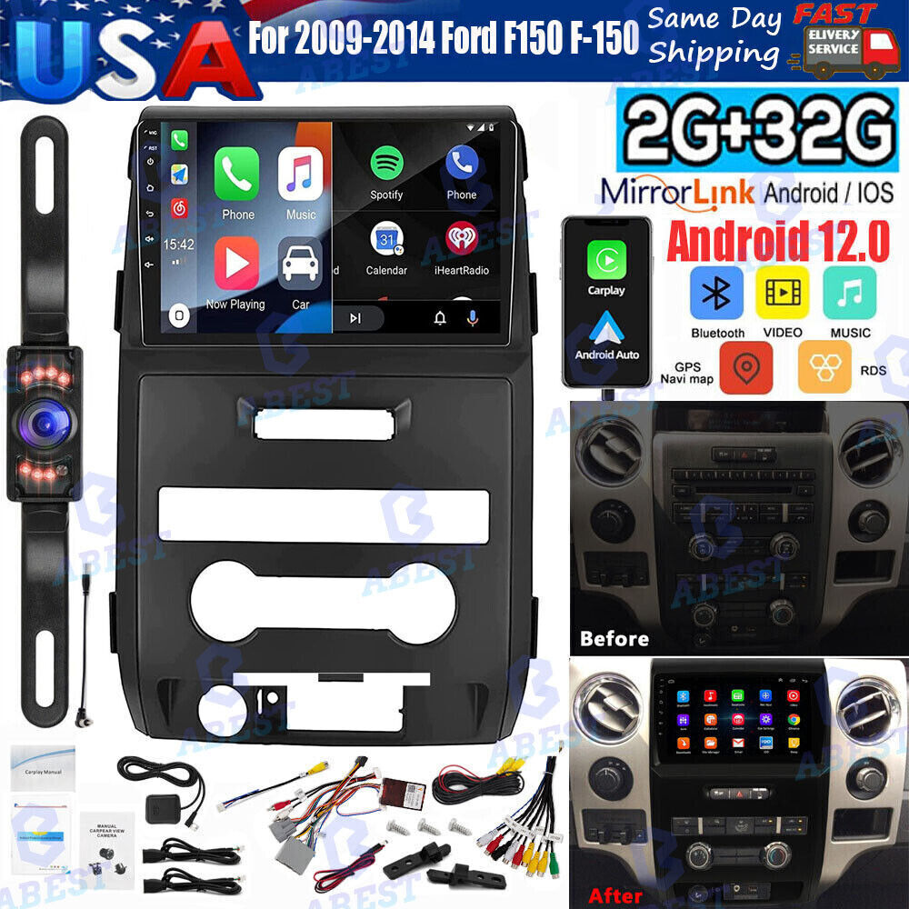 32GB For Ford F-150 2009-2014 Apple Carplay Android 12 Car Stereo Radio GPS NAVI