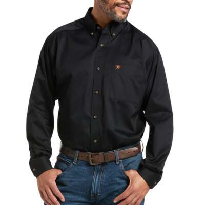 

Рубашка мужская на пуговицах с длинным рукавом Ariat Solid Twill, черная 10000502, Черный, Ariat Solid Twill Long Sleeve Button Up Shirt