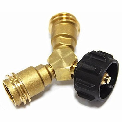 TA007 Grill Connectors & Hoses Propane Y-Splitter Tee Adapter With 1-Male QCC
