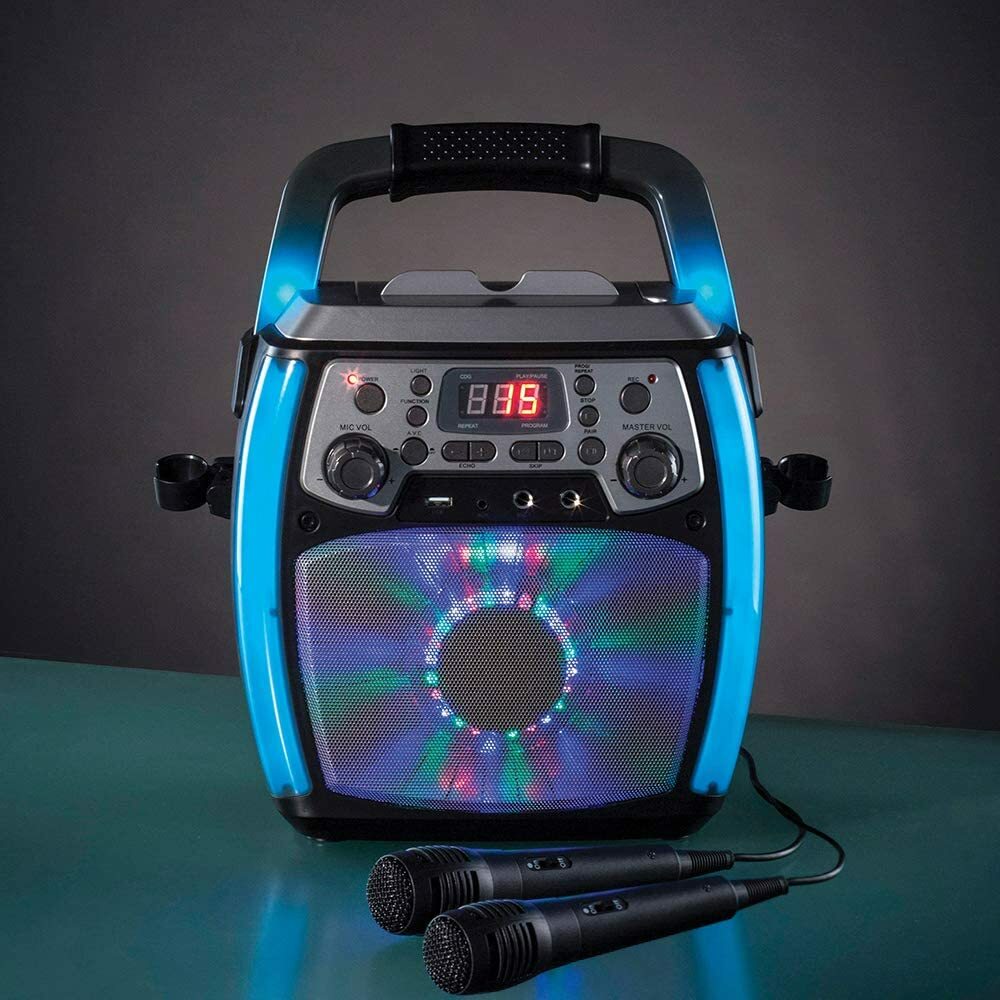 Daewoo Bluetooth Portable Karaoke Machine 2 Wired Microphones LED