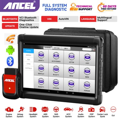 ANCEL OBD2 Scanner Automotive Bi-directional Diagnostic Tablet Tool Code Reader
