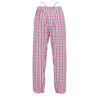 Ritzy Kids/Boys/Men Pajama Pants 100% Cotton Plaid Woven - RD, BL & WH Checks