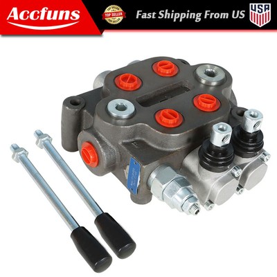 2 Spool Hydraulic Directional Control Valve 25 GPM, 3000 PSI, BSPP Interface New