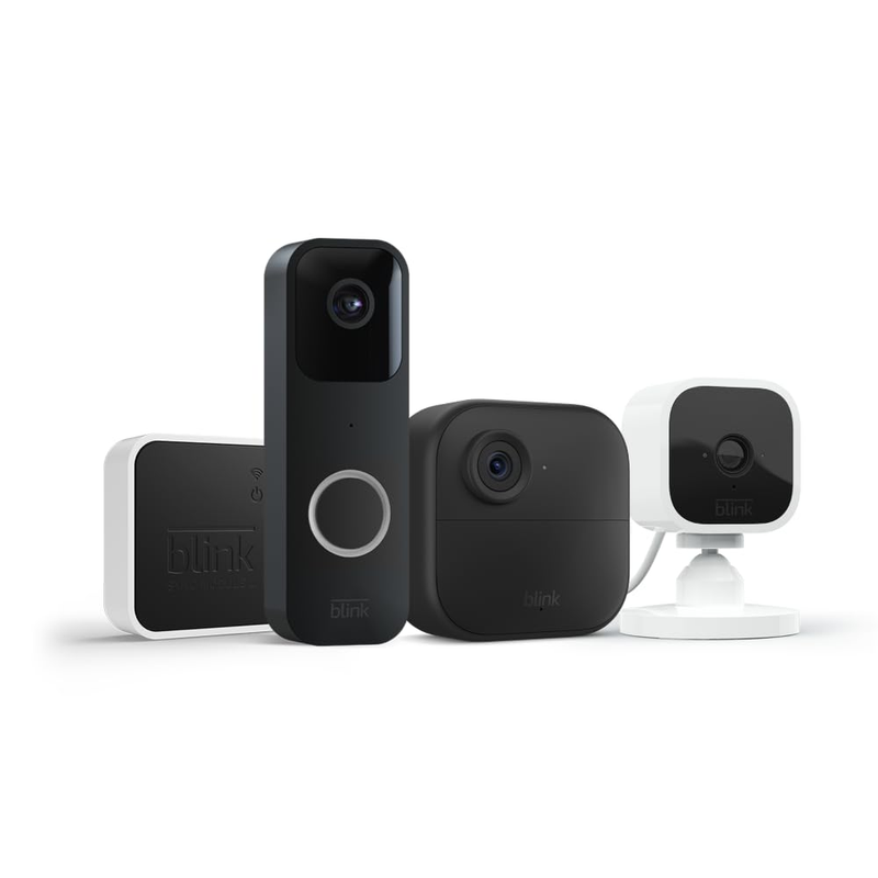 Whole Home Bundle – Video Doorbell System (Black), Outdoor 4 Camera (Black), and