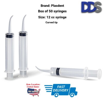 Plasdent Disposable 12cc Utility Syringe Curved BAG OF 50 (FAST SHIPPING)