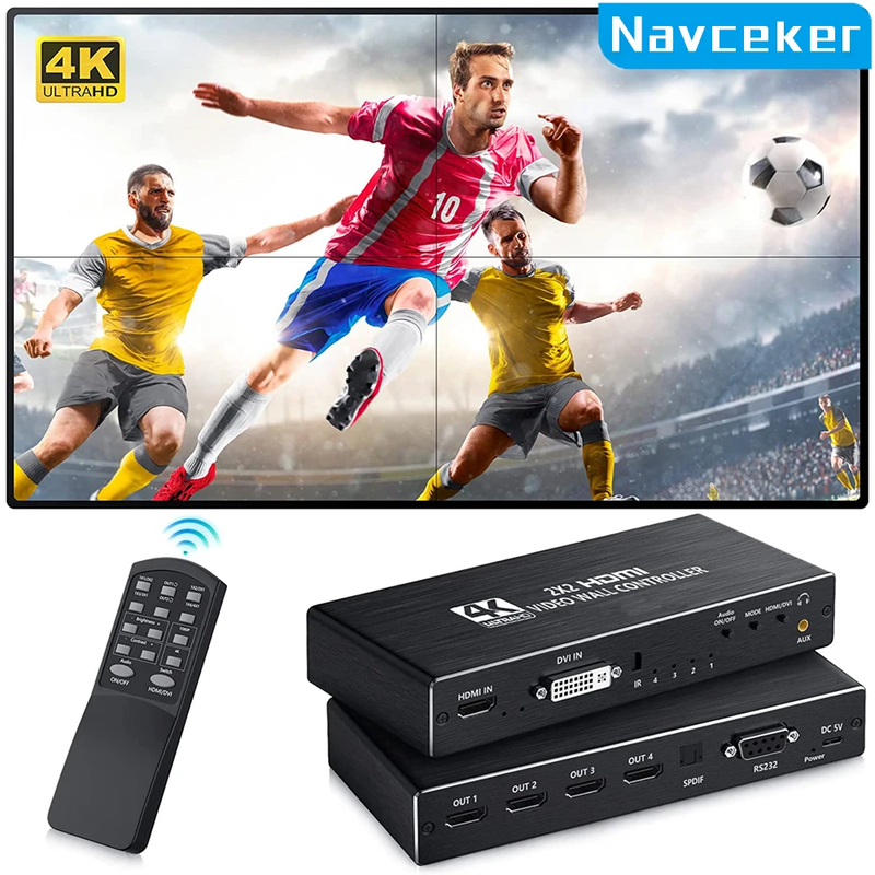 2x2 Video Wall Controller Processor 1x2 1x3 1x4 2x1 3x1 4x1 4K DVI HDMI video wa