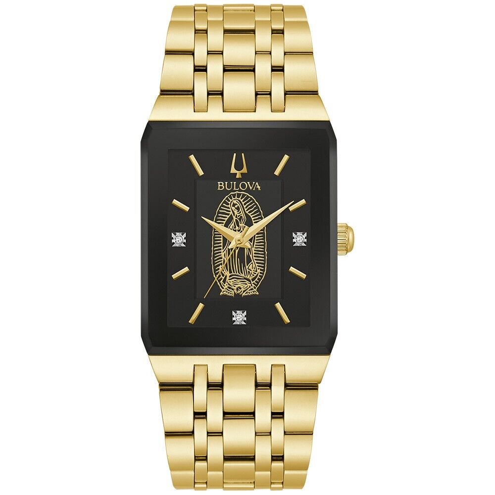 Bulova Men's Custom “LADY OF GUADALUPE” Quartz Gemmed Gold Bulova Men's Custom “LADY OF GUADALUPE” Quartz Gemmed Gold