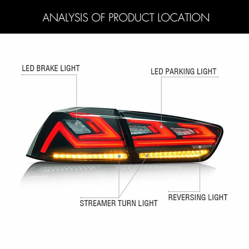 4Pcs LED Smoke Tail Lights For 08-17 Mitsubishi Lancer EX EVO X Sedan Rear Lamps