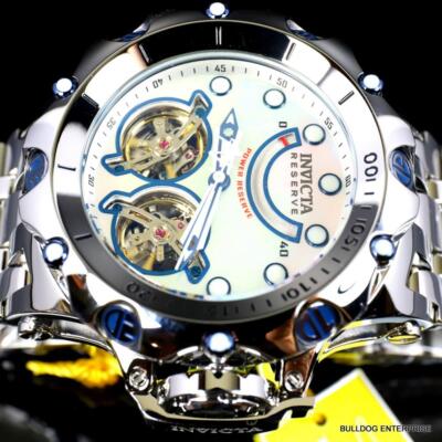 Pre-owned Invicta Reserve Venom Fusion Double Open Heart Automatic Steel Mop Watch