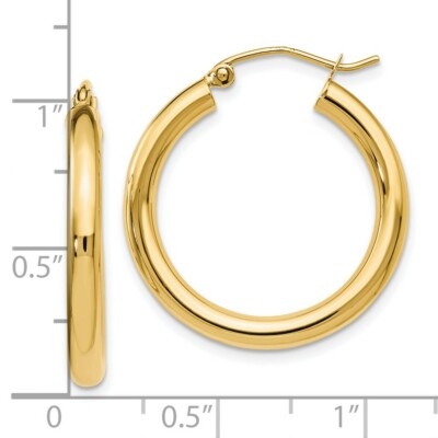 Pre-owned Skyjewelers Real 14kt Yellow Gold Polished Hoop Earrings