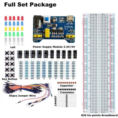 Solderless Breadboard Protoboard MB-102 830 Tie Points Test Circuit PCB DIY Kit