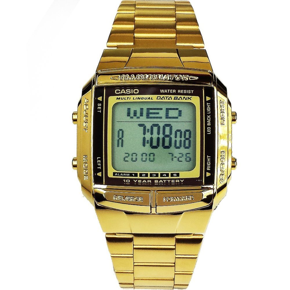 Orologio Da Polso CASIO DB-360G-9ADF Digitale DataBank Unisex Acciaio Oro lac