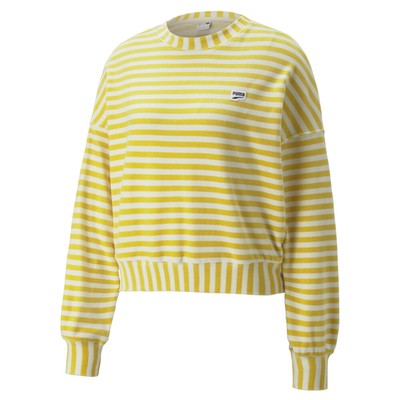 Puma Downtown Velour Striped Crewneck Sweatshirt Womens Size S   53574665