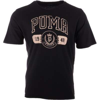 

Мужские черные повседневные топы Puma Royalty Crew Neck с коротким рукавом 536667-01, Черный, Puma Royalty Crew Neck Short Sleeve T-Shirt