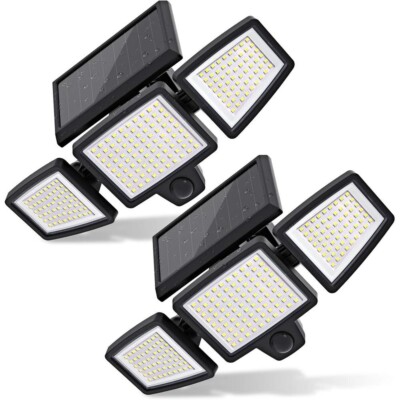 2 pc Solar Lights Outdoor 210 LED 2500LM Flood Motion Sensor Wireless Waterproof