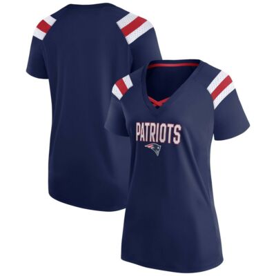 Модный трикотаж NFL Womens из натуральной сетки с коротким рукавом и V-образным вырезом на шнуровке