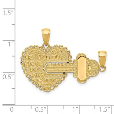 Pre-owned Superdealsforeverything Real 14kt Polished 2 Piece Break Apart He Who Holds The Key Charms In Yellow
