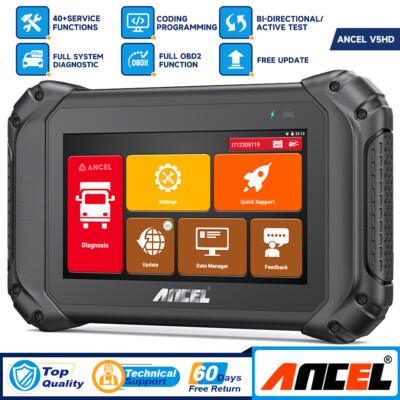 ANCEL V5 HD Heavy Duty Truck Scanner Diesel DPF ABS ECU Coding Diagnostic Tool