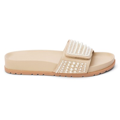 COCONUTS by Matisse Reese Studded Slide Footbed  Womens Beige Casual Sandals REE