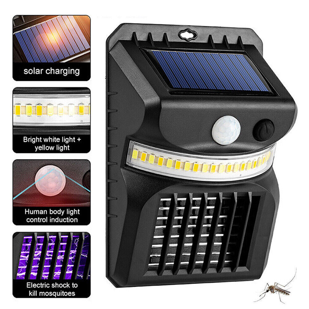 Outdoor Solar Powered LED Mosquito Lamp Fly Bug Insect Zapper Killer Trap Light
