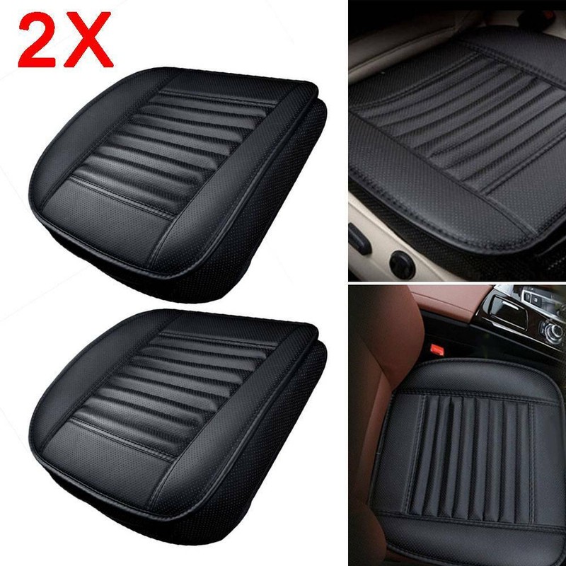 2X Universal Schwarz Auto Sitzauflage Sitzkissen Sitzmatte  PU  Leder Sitzbezüge