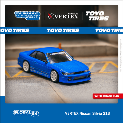 TARMAC WORKS Nissan Sunny 1:64 ミニカー In Stock)Tarmac Works 1/64 VERTEX Nissan Silvia S13 Blue