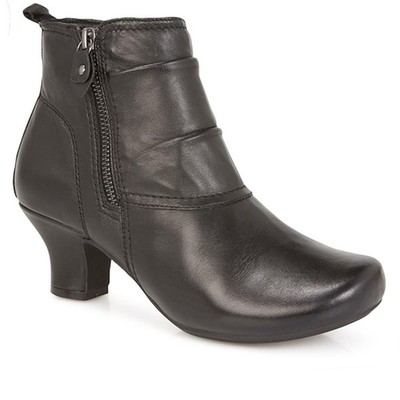 Pavers Damen Leder Knöchel Stiefeletten mit Niedriger Absatz Reißverschlusss
