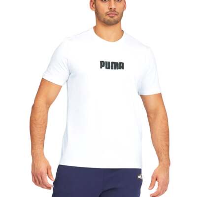 

Puma Cat Jaws Crew Neck Short Sleeve Graphic T-Shirt Mens White Casual Tops 5305, Белый, Puma Cat Jaws Crew Neck Short Sleeve Graphic T-Shirt