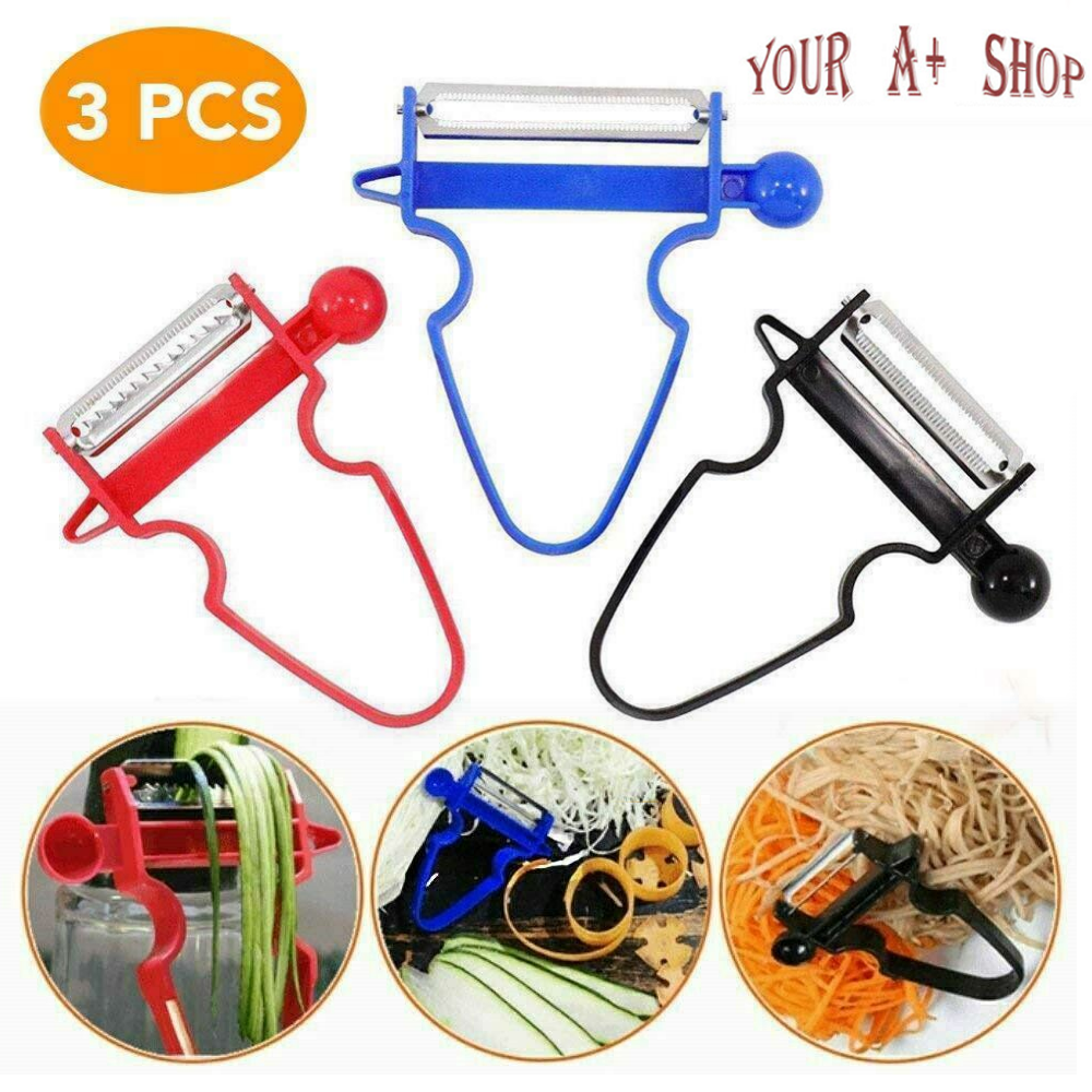  Vegetable Magic Trio Peeler Set Of 3  Fruit Slicer Julienne Stainless Steel
