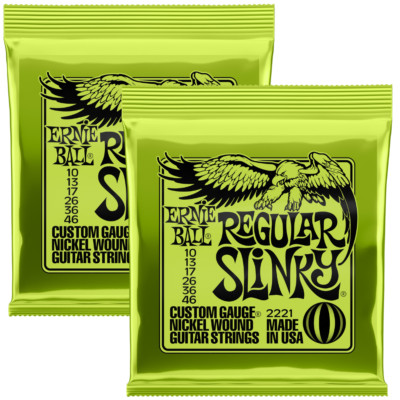 2221 Ernie Ball Regular Slinky Nickel Wound 10-46 Electric Guitar Strings 2 SETS