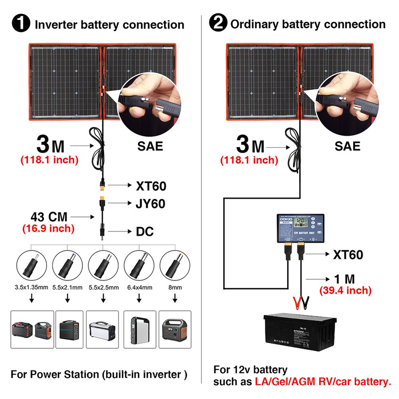 18V 80W Flexible Foldable Solar Panel 12V Controller Portable for Camping Travel