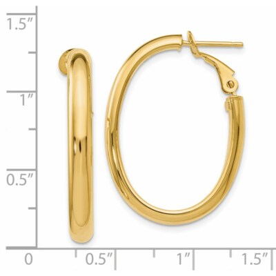 Pre-owned Superdealsforeverything Real 14kt Yellow Gold Polished Oval Hoop Earrings