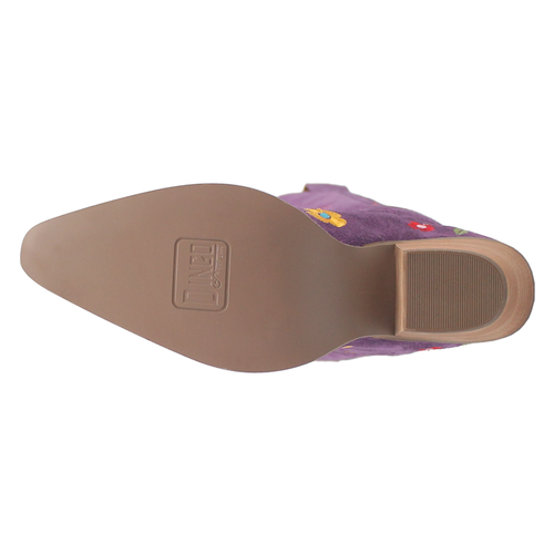 Pre-owned Dingo Flower Power Embroidered Floral Snip Toe Cowboy Womens Purple Casual Boot