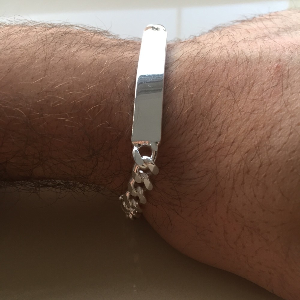 Pre-owned Handmade Custom Engraved Mens Cuban Id Bracelet 925 Sterling Silver 7.5mm 33gr 8.66 Inch