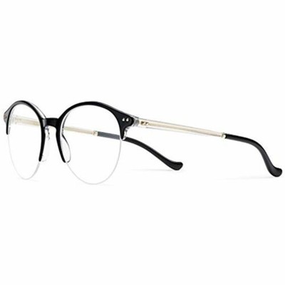 Safilo Eyeglasses Tratto 06 07C5 Black Crystal Round Made in Italy