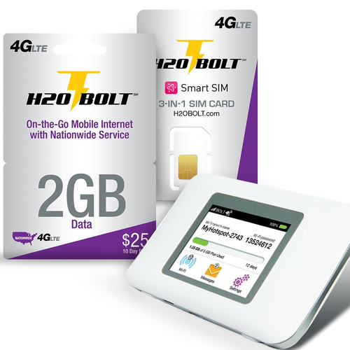 h2o Bolt 4G LTE Mobile Wi-Fi Hotspot with Pre-Loaded 10 GB of 4G LTE Data